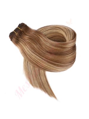 Brun Noisette Balayage #6t6/18 Cousues Cheveux Naturels