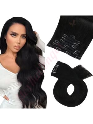 Rallonges À Clips NoBrandHair ™ Noir Foncé #1 Cheveux Naturels 20 pouces 120 grammes