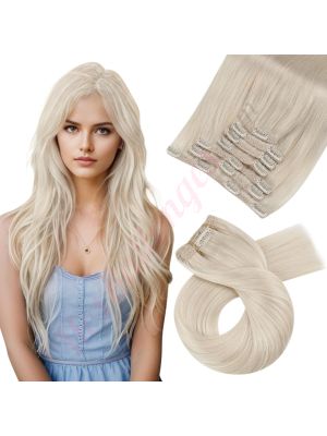 Rallonges À Clips NoBrandHair™ Blond Blanc #60 Cheveux Naturels 20 pouces 120 grammes