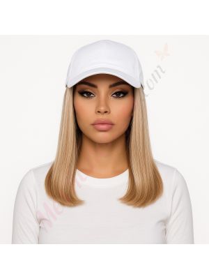 10 pouces Rallonges Cheveux Naturels Remy Blond Cendré Perruque, Casquette Blanche [VENTE FINALE]