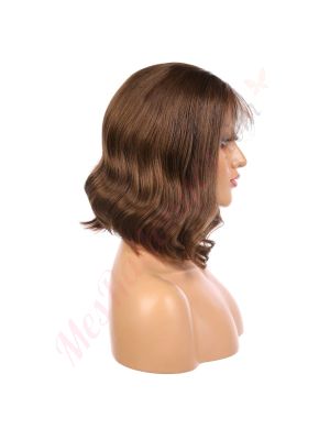 Charlotte - Perruque Courte 14 Pouces Cheveux Humains Naturels Remy Hair Brunette Avec Toupet