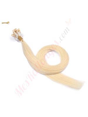 extensions micro-billes cheveux naturels	Blond platine #613