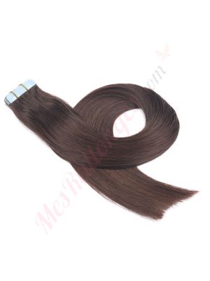 extensions bandes adhesives cheveux naturels	Brun Foncé #2