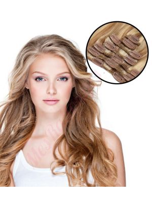 Brun Miel & Blond Cendré #12/24 À Clips Cheveux Remy