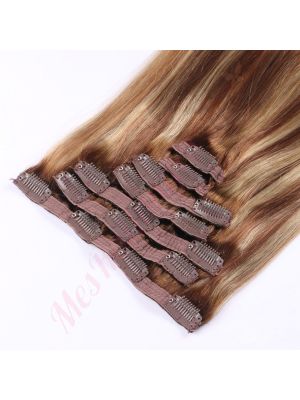 Brun Noisette Balayage #6t6/18 À Clips Cheveux Naturels