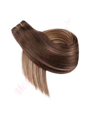 Brun Foncé & Balayage Blond Cousues Cheveux Naturels