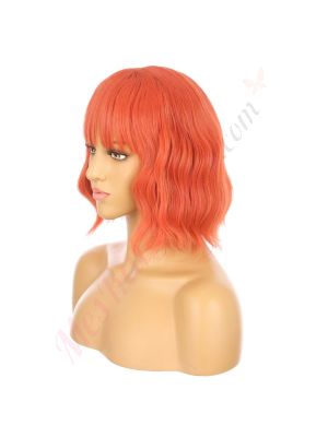DM1810688-v4 Rouge Orangé Perruque Courte Cheveux Synthétiques avec Toupet  [VENTE FINALE]