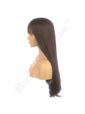 DM1810750-v4 Brun Perruque Longue Cheveux Synthétiques avec Toupet  [VENTE FINALE]