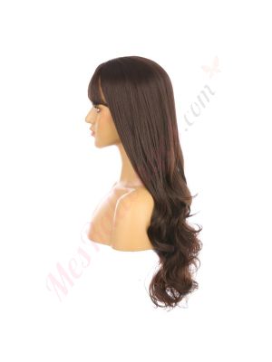 DM1810756-v4 Brun Perruque Longue Cheveux Synthétiques avec Toupet  [VENTE FINALE]