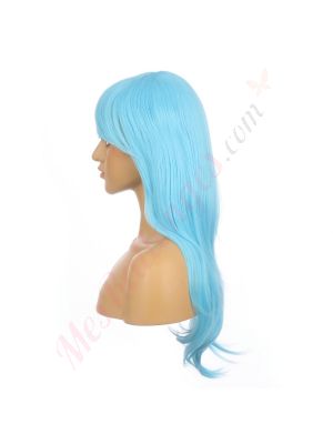 DM1810773-v4 Bleu Éléctrique Perruque Longue Cheveux Synthétiques avec Toupet [VENTE FINALE]