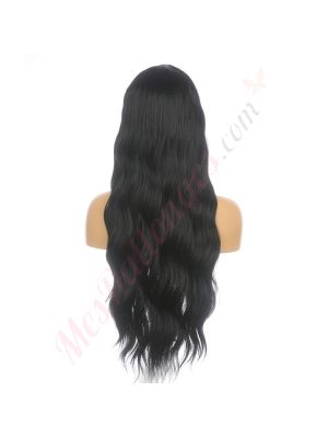 DM1810940-v4 Noir Perruque Longue Cheveux Synthétiques avec Toupet  [VENTE FINALE]