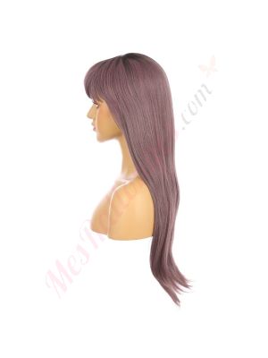 DM2031205-v4 Brun Mauve Perruque Longue Cheveux Synthétiques avec Toupet  [VENTE FINALE]