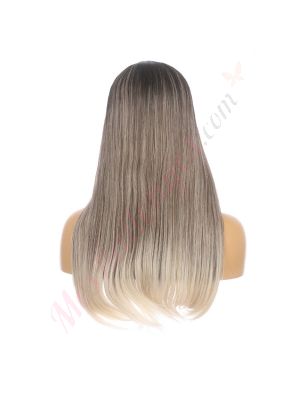 DM2031258-v4 Ombré Blond Cendré Perruque Longue Cheveux Synthétiques avec Toupet  [VENTE FINALE]