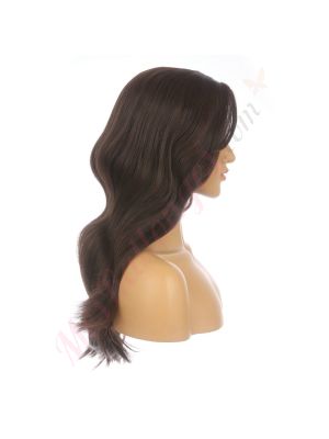 DM2031270-v4 Brun Perruque Longue Cheveux Synthétiques avec Toupet  [VENTE FINALE]