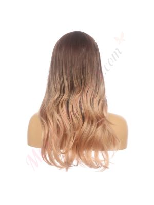 DM2031311-v4 Ombré Brun Pâle Perruque Longue Cheveux Synthétiques avec Toupet  [VENTE FINALE]