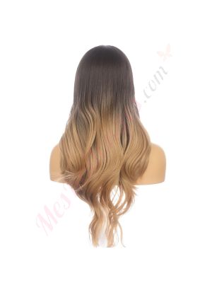 DM2031318-v4 Ombré Brun Caramel Perruque Longue Cheveux Synthétiques  [VENTE FINALE]