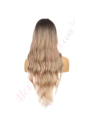 DM2031323-v4 Ombré Blond Miel Perruque Longue Cheveux Synthétiques avec Toupet  [VENTE FINALE]