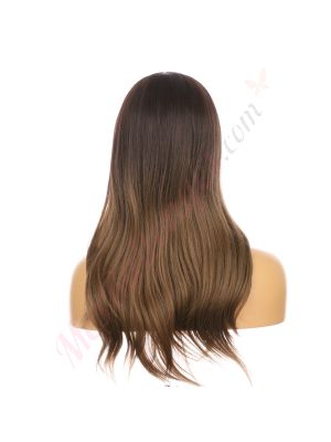 DM2031342-v4 Ombré Brun Doux Perruque Longue Cheveux Synthétiques avec Toupet  [VENTE FINALE]