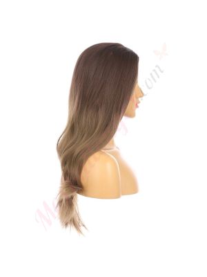 DM2031344-v4 Ombré Brun Cendré Perruque Longue Cheveux Synthétiques [VENTE FINALE]