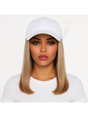 10 pouces Rallonges Cheveux Naturels Remy Blond Foncé Balayage Perruque, Casquette Blanche [VENTE FINALE]