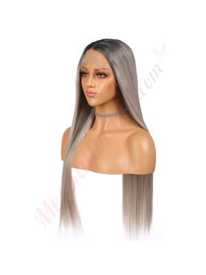 G1904810 - Perruque Longue Cheveux Synthétique Grise Ombrée [Vente Finale]