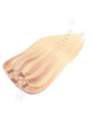 Blond Pâle Ombré Volumateur  (Topper) Perte De Cheveux Pour La Couronne Complète (Dimensions: 6.5 pouces x 2.25 pouces) Cheveux Remy Hair