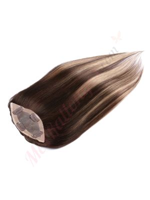 Brun Foncé & Balayage Blond Volumateur (Topper) Perte De Cheveux Pour La Couronne Complète (Dimensions: 6.5 pouces x 2.25 pouces) Cheveux Remy Hair