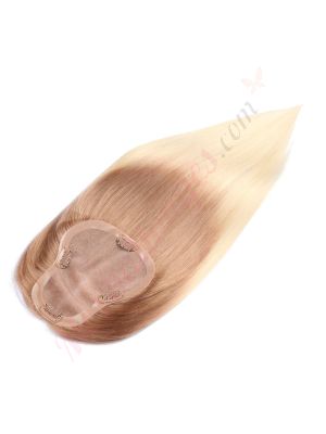 Blond Cendré Ombré Volumateur (Topper) Perte De Cheveux Sur La Séparation De Cheveux Large Couverture (Dimensions: 3 pouces - 5.75 pouces x 5 pouces) Cheveux Remy Hair