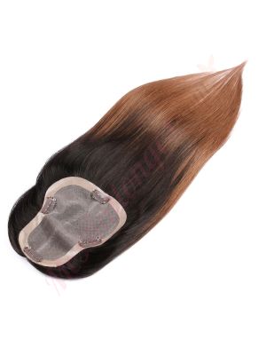 Brun Ombré Volumateur (Topper) Perte De Cheveux Sur La Séparation De Cheveux Large Couverture (Dimensions: 3 pouces - 5.75 pouces x 5 pouces) Cheveux Remy Hair