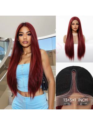 HC11066-1 Rouge Fonçé Perruque Synthétique Lisse [VENTE FINALE]