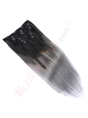 Gris Ombré À Clips Cheveux Naturels