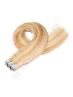 extensions bandes adhesives cheveux naturels	Roux blond et blond platine #27/613