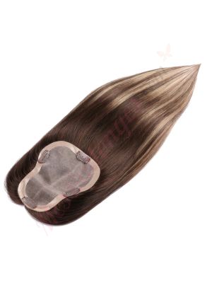 Brun Foncé & Blond Balayage Volumateur (Topper) Perte De Cheveux Sur La Séparation De Cheveux Large Couverture (Dimensions: 3 pouces - 5.75 pouces x 5 pouces) Cheveux Remy Hair