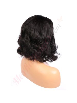 Mia - Perruque Courte 14 Pouces Cheveux Humains Naturels Remy Hair #1b Noir Naturel 