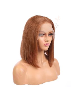 Bella - Perruque Courte 14 Pouces Cheveux Humains Naturels Remy Hair Brunette 