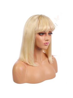 Lillian - Perruque Courte 14 Pouces Cheveux Humains Naturels Remy Hair Blonde Avec Toupet