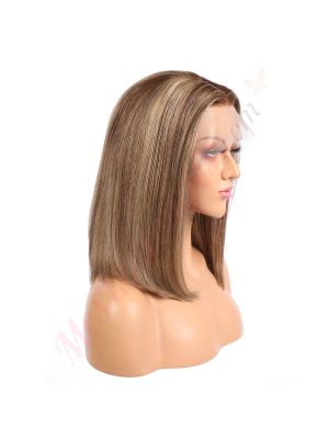 Avery - Perruque Courte 14 Pouces Cheveux Humains Naturels Remy Hair Blonde Méchée 