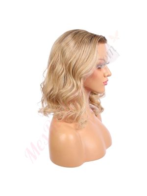 Penelope - Perruque Courte 14 Pouces Cheveux Humains Naturels Remy Hair Blonde Ombrée