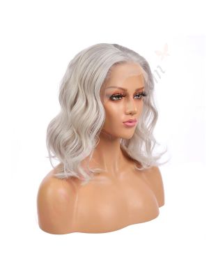 Chloe - Perruque Courte 14 Pouces Cheveux Humains Naturels Remy Hair Silver 