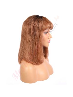 Violet - Perruque Courte 14 Pouces Cheveux Humains Naturels Remy Hair Brunette Avec Toupet