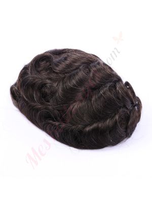 Noir/Brun et très peu de gris #1b05 Prothèse Capillaire Cheveux Humains Remy