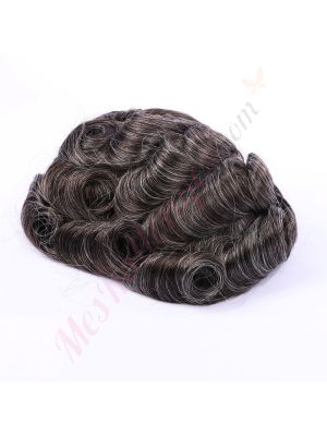 Brun Foncé & gris moyen #230 Prothèse Capillaire Cheveux Humains Remy