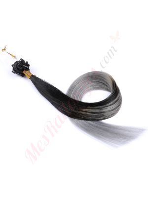 Gris Ombré Micro-Billes Cheveux Naturels