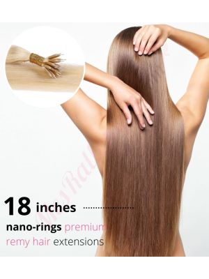 18 Pouces Nano-Rings Cheveux Remy