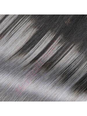 14 pouces Rallonges Ponytail Cheveux Naturels Remy Ondulés Ombré Gris 100g