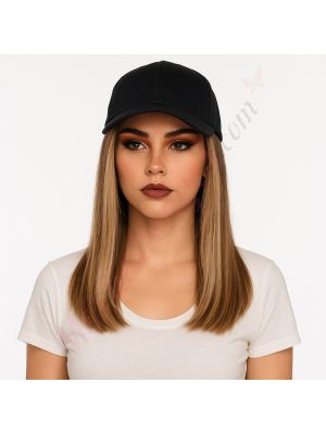 10 pouces Cheveux Naturels Remy Balayage Ombré Perruque, Casquette Noire [VENTE FINALE]