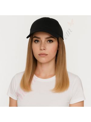 10 pouces Cheveux Naturels Remy Blond Ombré Perruque, Casquette Noire [VENTE FINALE]