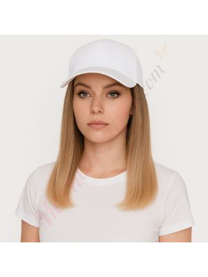 10 pouces Rallonges Cheveux Naturels Remy Blond Ombré Perruque, Casquette Blanche [VENTE FINALE]