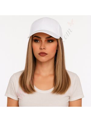 10 pouces Rallonges Cheveux Naturels Remy Balayage Ombré Perruque, Casquette Blanche [VENTE FINALE]