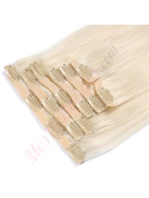 Blond Platinum À Clips Cheveux Naturels